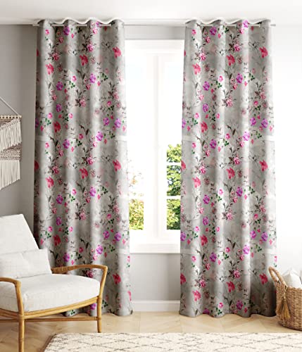 Image of Ultimate Trends 270 GSM Premium Room Darkening Curtains with Tie Back and Diamond Eyelets Set of 2 Panels (6 L x 4 W Feet, Grey)