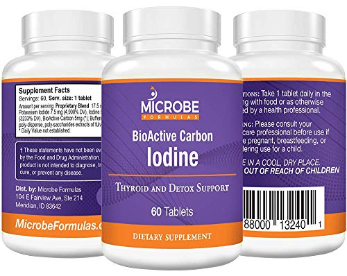Microbe Formulas: BioActive Carbon Iodine - Thyroid Support - 60 Tablets - Helps with Proper Iodine Balance - Supports Energy Levels, Absorption, and Natural Hormonal Production