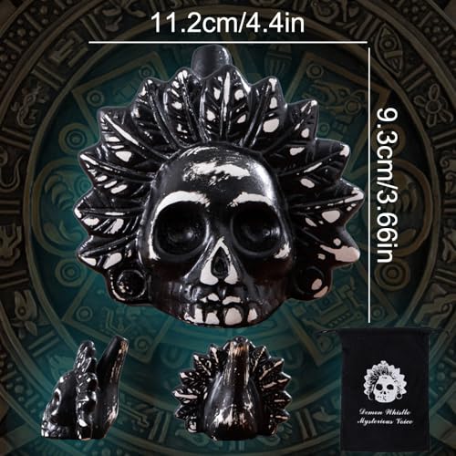 Aztec Death Whistle, Up To125+ Decibels Loud Real Screaming Aztec Death Whistle Loudest, Real Screaming Aztec Death Whistle Authentic Human Sounding Screams Aztec War Whistle(Black-White)