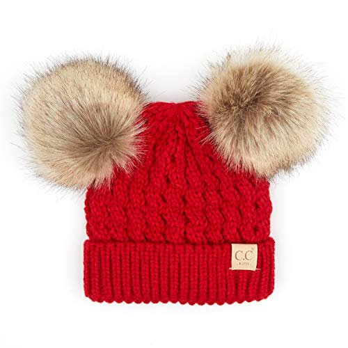 Image of C.C Exclusives Children Kid Double Pompom Knitted Beanie for Kids Ages 2-5 (KID-23)(KID-24)(KIDS-2055)