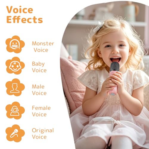 Fede Karaoke Maschine für Kinder Erwachsene, Mini Karaoke Maschine mit 2 Mikrofonen, Tragbarer Bluetooth-Lautsprecher mit Stimmeffekten & LED-Lichtern, Geschenke Spielzeug für Mädchen und Jungen
