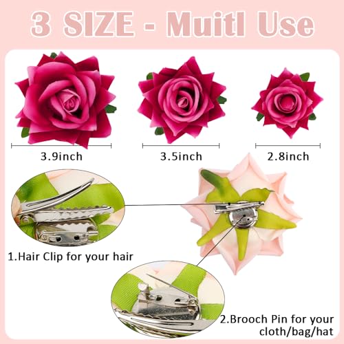Pinzas para Cabello Floral Ahoney 6 Piezas Rosa y Champagne miniatura 3