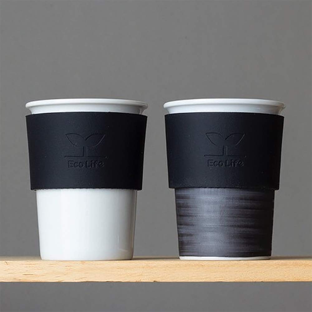 Japanische Keramiktasse mit Silikondeckel und Hülle, wiederverwendbare Reisebecher für Kaffee und Tee, Seto-Mono, Made in Japan, 200 ml