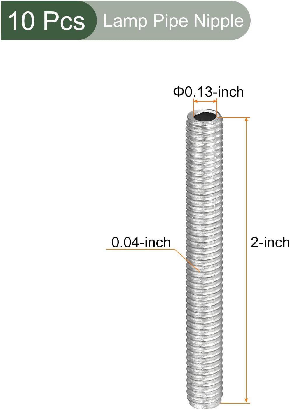 YOKIVE 10 Pack Lamp Pipe Nipple, 5cm Length M6 Thread 1mm Pitch Zinc Plated Hollow Pipe Lamp Repair Parts, Great for Light Fittings