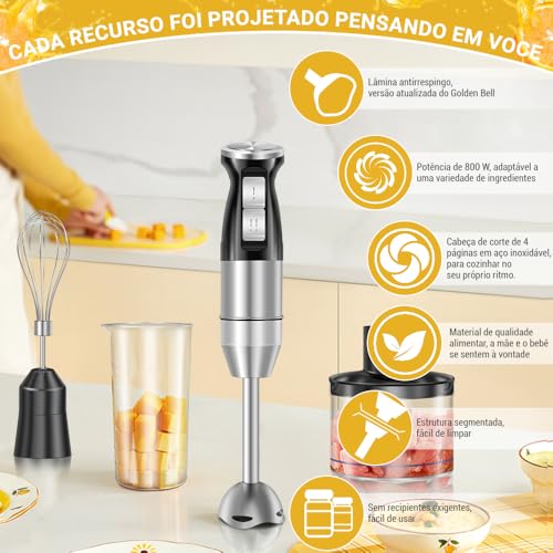 Mixer 3 em 1 Preto, Mix 3 em 1, Mixer inox, Mixer de Mão, Mixer 3 em 1 Inox 800W, Mixer, Mixer Porta