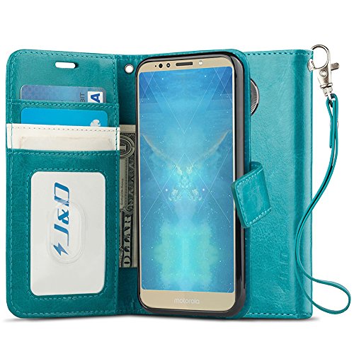 J&D Case Compatible for Moto E5 Plus Case, Moto E5 Supra Case, Wallet Stand Slim Fit Heavy Duty Protective Shockproof Flip Wallet Case for Motorola E5 Plus, Not for Moto E5/E5 Play
