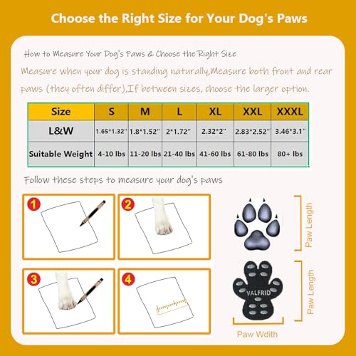 VALFRID Pfotenschoner Anti-Rutsch Premium - rutschfeste Hundepfoten-Pads für Parkett & Laminat - Selbstklebende Pfotenprotektoren als Alternative zu Hundesocken/Schuhen 60 Stück (15 Sets) L
