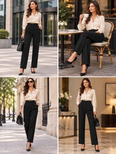 Image of Leriya Fashion Formal Pants for Women Office Wear |Trousers for Women - Straight Pants for Woman Formal Pant for Woman, Stretch Lycra Workwear Trousers