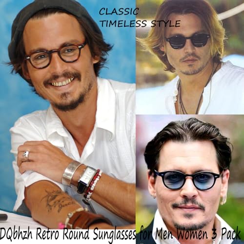 Retro Small Round Sunglasses 3 Pack,Vintage Circle Frame Tinted Sun Glasses Women Men Unisex Classic Stylish Fashion2