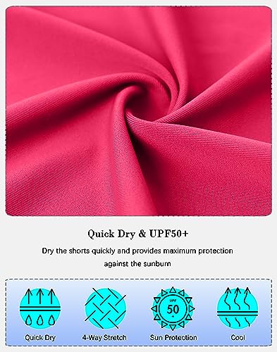Image of SANTINY Women's High Waisted Swim Shorts with Pockets UPF50+ Long Board Swimming Shorts for Women with Liner