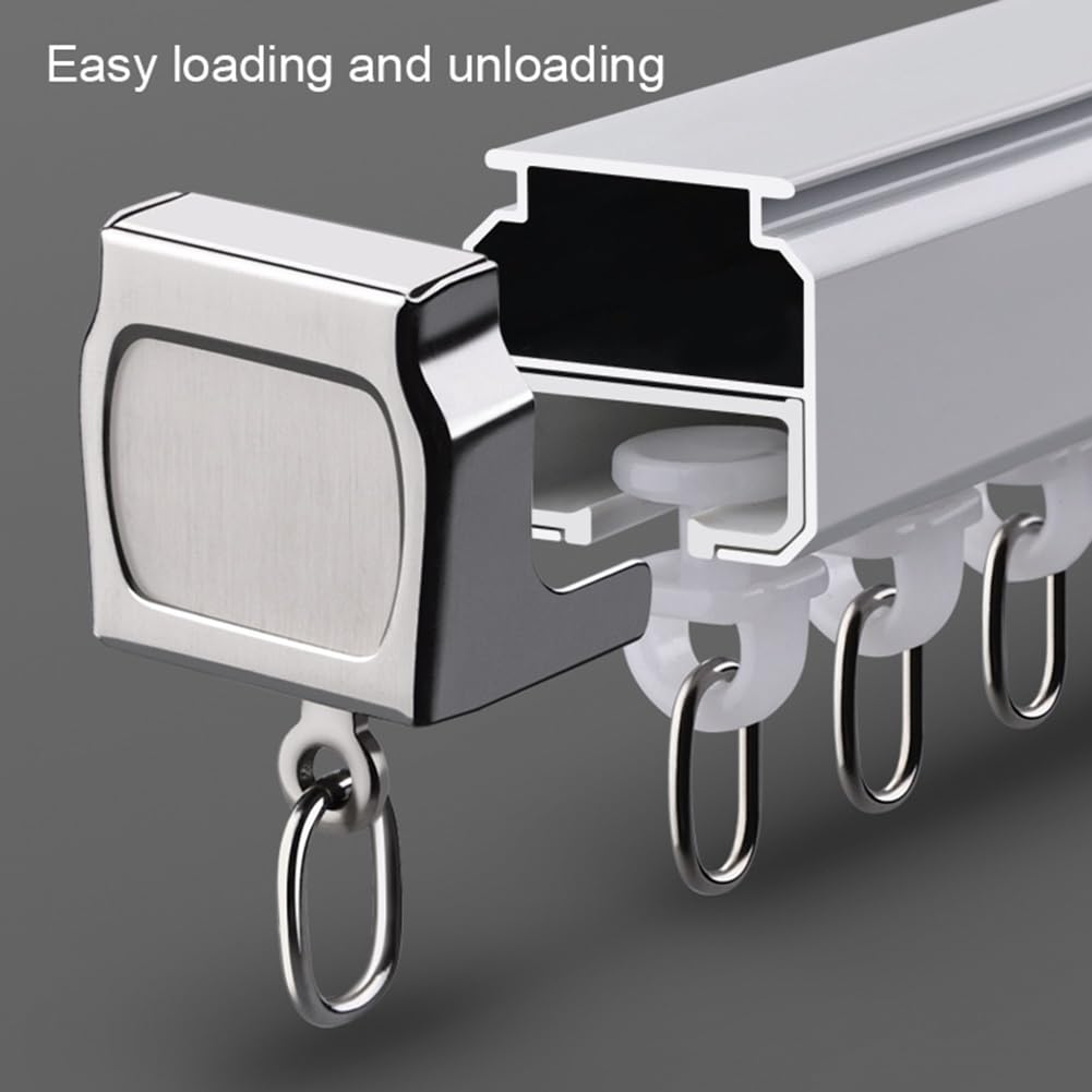 Vorhangschiene Aluminium 220cm - Decken- & Wandmontage Mit Laufrollen Weiß