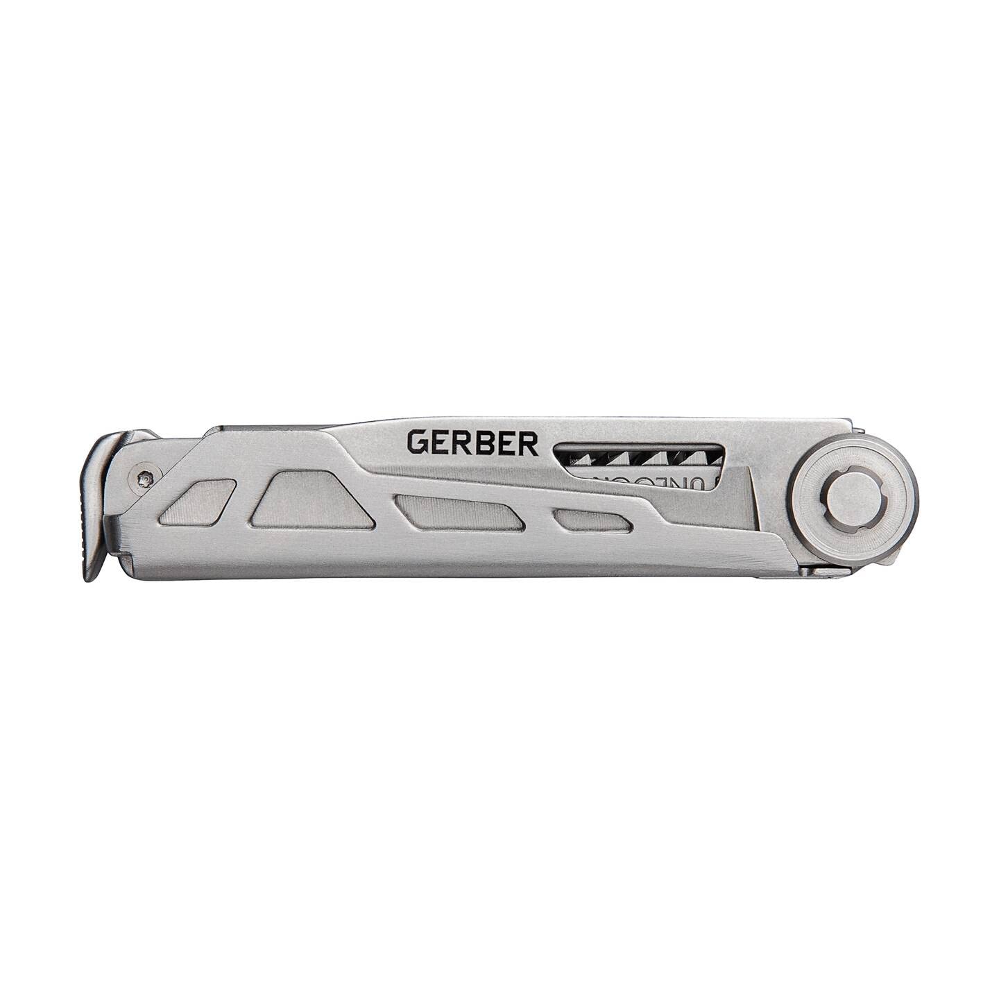 Gerber Scyzoryk z 8 funkcjami, narzędzie wielofunkcyjne z gładkim ostrzem, śrubokręt z wymienną końcówką, ArmBar Trade, srebrny, stal nierdzewna/aluminium, 1064416