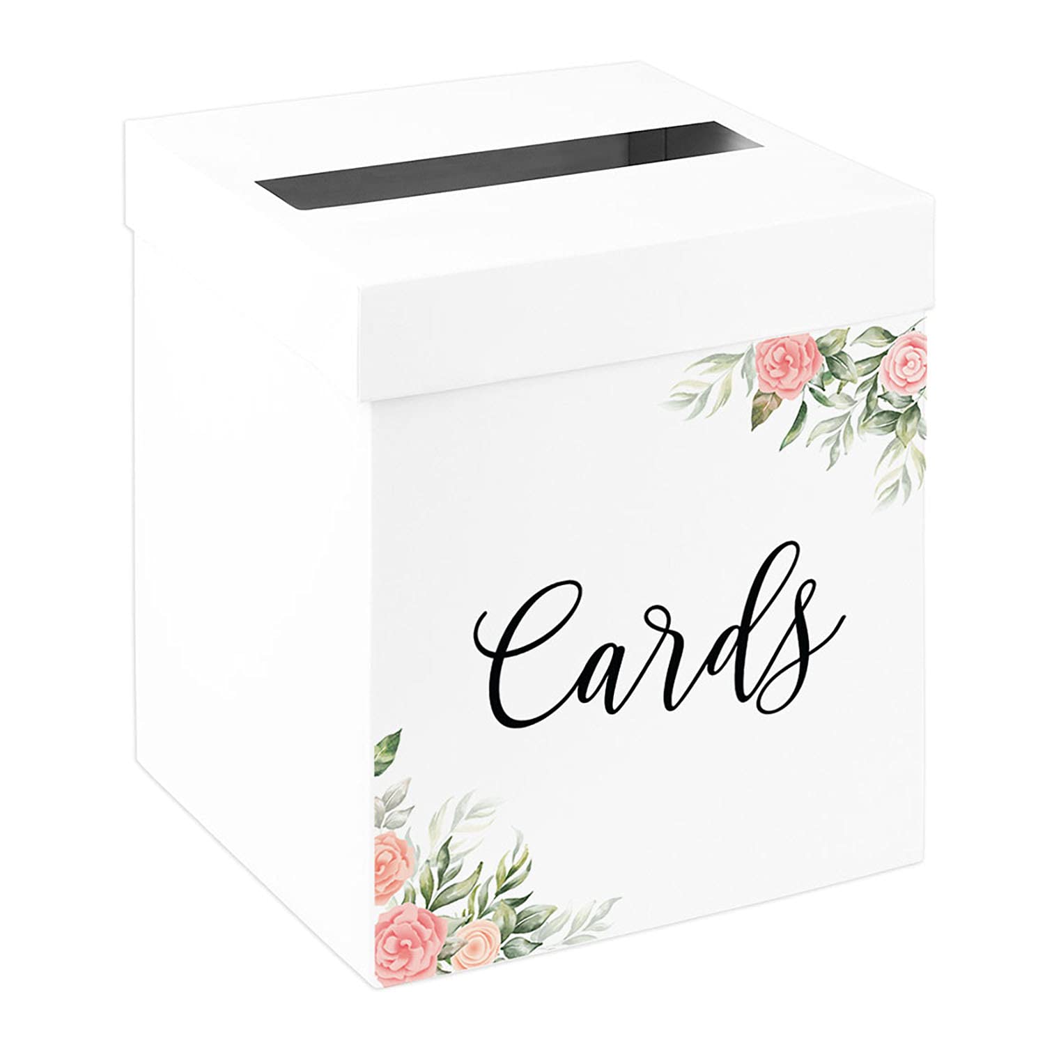 Andaz Press Sturdy White Wedding Day Card Box Peach Roses Wedding Gift Boxes for Cards Card Box for Bridal Shower Baby Shower Birthday Graduation Events 10x10x10 Inches
