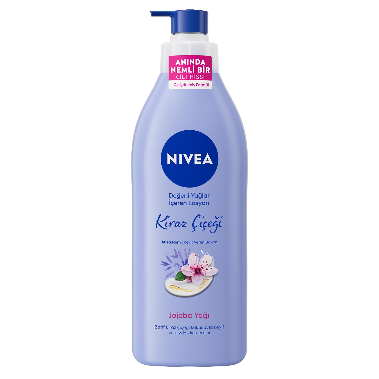 NIVEA Oil in Lotion Kirschblüten- & Jojobaöl (400 ml), auffüllende Bodylotion mit blumigem Kirschblütenduft & verwöhnendem Jojobaöl, langanhaltende 48H Feuchtigkeitscreme, NIVEA Body Lotion