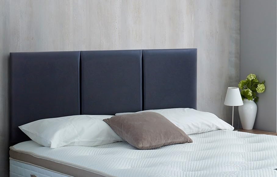luxisleepltd Triple Box Upholstered Headboard Linen Turin for divan bed frame Single double king 20''/26''/30" Height (Grey, 4ft6-20''Tall)
