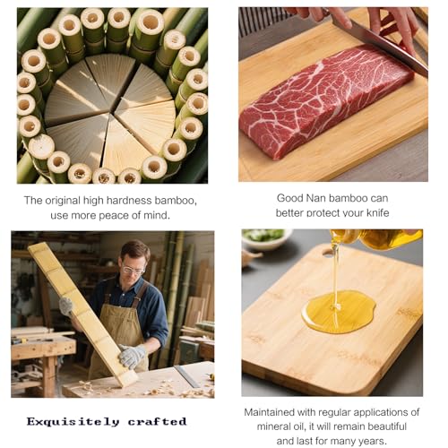Tablas de Cortar de Bambú Duraderas con Asa y Surco miniatura 4