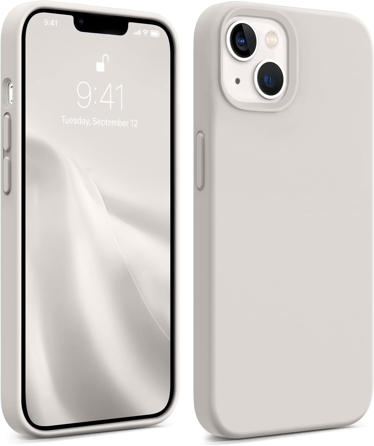 DIZORO® Microfiber Candy Case Compatible for iPhone 13 / iPhone 14 6.1 Inch Shockproof Slim Back Cover Liquid Silicone Case - Off White-image-39