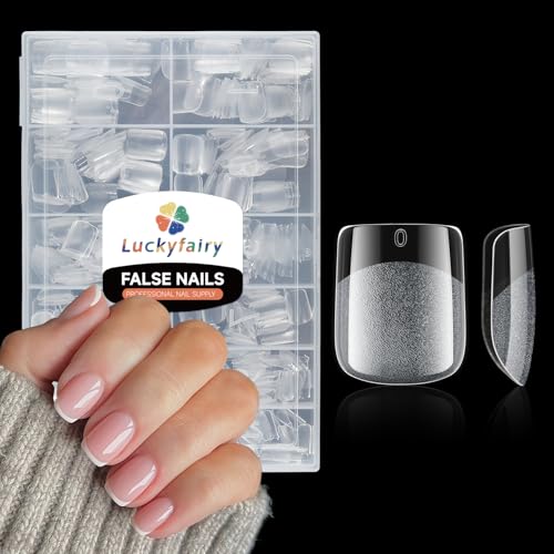 Extra Short Square Fake Nails, Soft Gel Pre-Shaped Acrylic XS Sho...