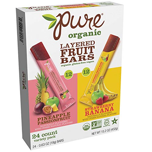 Pure Organic Layered Fruit bar Variety Package, 12 - Pineapple Passionfruit & 12