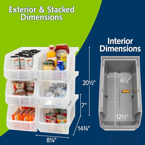 Image of ReadySpace Large Plastic Storage Bins, Stackable Organizer Containers for Closet Pantry Shelf Garage and Office Organization, Clear, 6 Pack