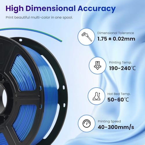 Image of FLASHFORGE Silk Bi-Color PLA Filament 1.75mm, Coextrusion Bright Blue & Green Dual Color Multicolor 3D Printer Filament, Enchanting Silk Finish with 360 Multicolor Shifting Color Effect