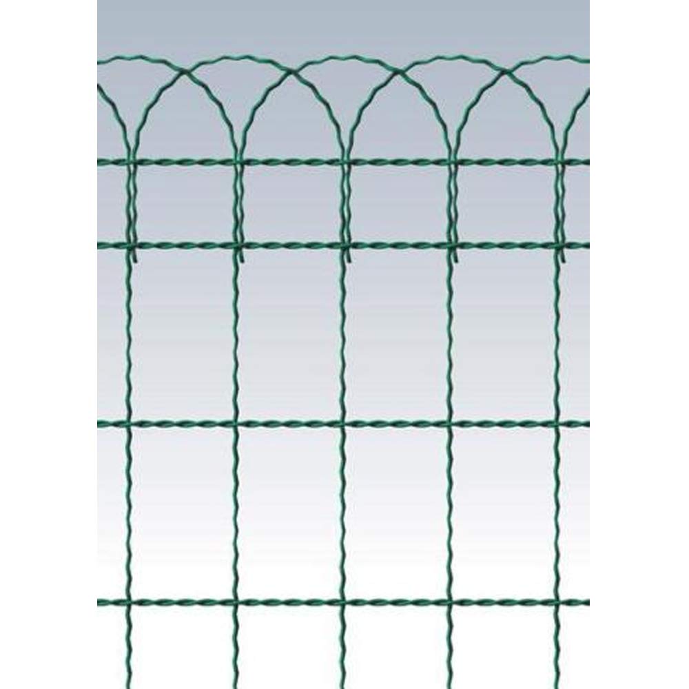 Filet ornemental ondulé galvanisé et plastifié. Rouleau 25 m. Couleur verte. F. 3,40 - M. 150 x 85. Produit fabriqué en Italie.
