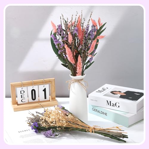 2 Pack Ramos Grandes de Flores Secas Moradas y Rosas miniatura 3