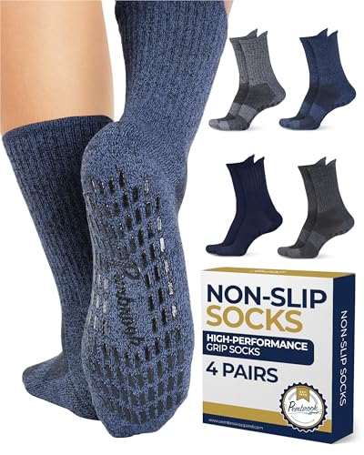 Recopilación de Ropa de Yoga y Pilates para Hombre . 43 Pembrook - Calcetines antideslizantes para hombres y mujeres, 4 pares, calcetines antideslizantes para ancianos, hospitales, pilates, yoga, barra, hogar