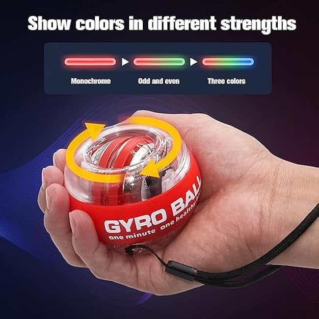 Auto-Start Wrist Power Gyro Ball, Wrist Strengthener and Forearm Exerciser for Stronger Arm Fingers Wrist Bones and Muscle with LED Lights