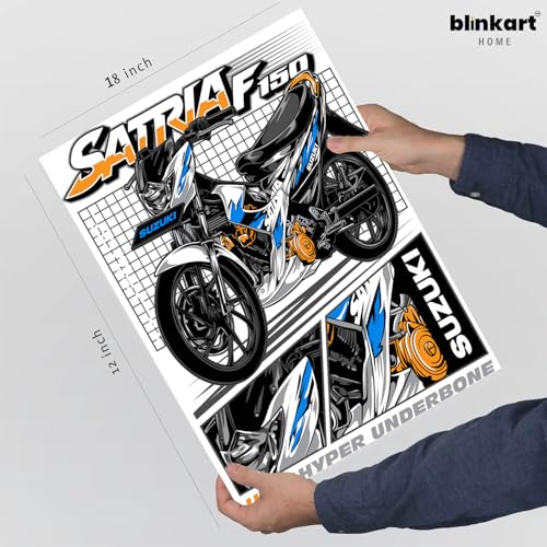 Image of BLINKART Suzuki Satria F150Car Posters Sticker Gift Items for Boys Room Wall Decor || Comes with Double-Sided Tape|| Decoration Bedroom Living Room Office Studio Decor | 12x18 In (A3) - CAR-253