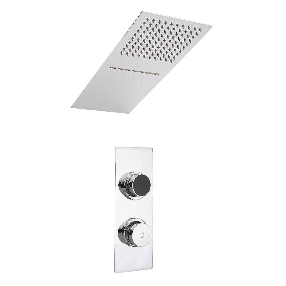 Milano Chrome Vis Digital Thermostatic Mixer Valve 200Mm X 500Mm Waterblade Shower Head
