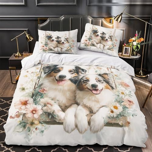 Parure de lit chien mignon microfibre king 220x240 cm