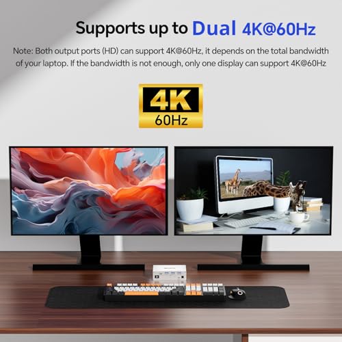 Image of KCEVE 15-in-1 KVM USB C Docking Station, KVM Switch 2 Monitors 2 Laptops | HDMI 4K@60Hz, 80W PD, USB 3.0, 5Gbps, MST, Gigabit Ethernet, SD /TF Card, Wired Remote(4K USB C HDMI 2 in 2 out KVM)
