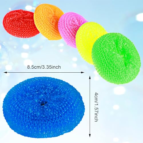 Plastic Dish Scrubbers for Dishes 15Pcs Plastic Pot Round Scrubber Scouring Pad Assorted Colors Nylon Non Scratch Dish Scrubber for Kitchen Cleaning - Image 2