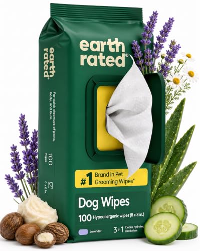 Earth Rated Dog Wipes For Paws & Butt, Deodorizing, Lavender, 100Ct