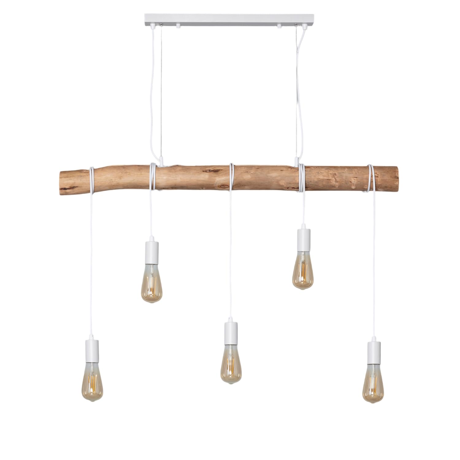 LEDKIA Lámpara Colgante Metal y Madera Yagis Blanco | CasquilloE27