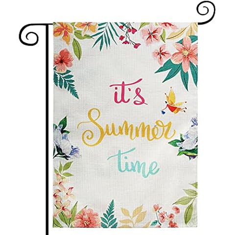 Vilike Garden Flags for Outside, Flowers Hello Summer Garden Flag, [ Durable & Double Sided ] Welcome Garden Flag for All Seasons 12 x 18, House yard Banner Flags for Outdoor, Farmhouse Cover