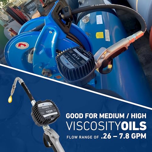 Image of Macnaught Pneumatic Oil Gun with Control Valve 1 /2 inch inch NPT Inlet, Mechanical Meter, Registers in Qts & Totals in Gal. Oil, antifreeze, trans fluid, lubricating oil, synthetic hydraulic oil & more