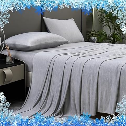 HCORA Cooling Sheets Full Size - Arc-Chill Q-Max >0.5 Cooling Sheets for Hot Sleepers - Cooling Bed Sheets Soft & Breathable Sheets with 16" Deep Pocket - 4 Pieces Cooling Sheet Set (Dark Grey) Cover