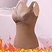 Women's Thermal Tank Tops V Neck Underwear Lined Sleeveless Undershirts with Bra Winter Warm Camisole Base (Khaki, XL)