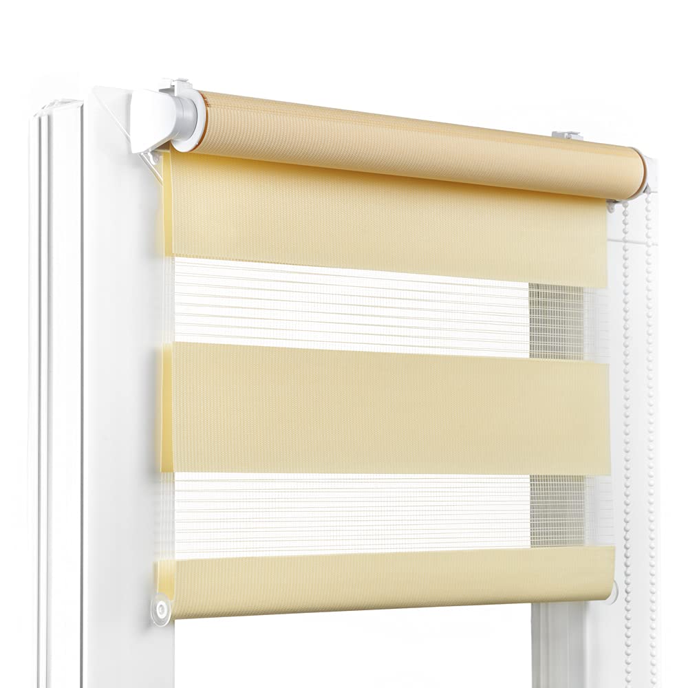 Fenster DEKOR - Rollos für Fenster Pfirsichgelb - Klemmfix Rollo ohne Bohren B80 x H120 cm - Doppelrollo mit Einer Breiten Auswahl an Größen und Farben - Blickdichte Rollos, einfach zu montieren