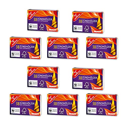 10x 38 Stück Zündhölzer Schachteln Streichhölzer stabil Grill...