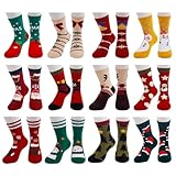 Vertvie 12 Paar Unisex Weihnachtssocken Christmas Socks Weihnachtsmotiv Weihnachten Festlicher Baumwolle Socken Mix Design für Damen und Herren (12er Pack Weihnachten 3, Einheitsgröße)