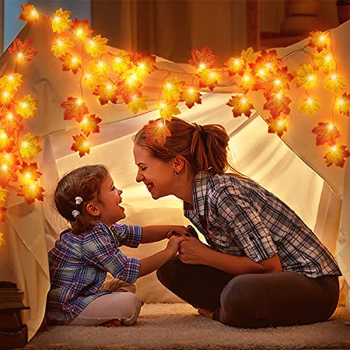 Klhamky 40Ft 80 Led Maple Leaves String Lights, 2 Pack 20Ft 40 Led Thanksgiving Decor String Lights, Fall Garland For Indoor Outdoor Holiday Autumn Home Party #TOP4