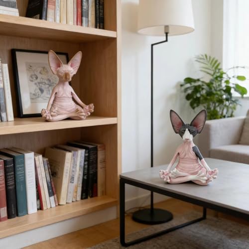 Estatua Gato en Meditación Zen Decoración Animal miniatura 6