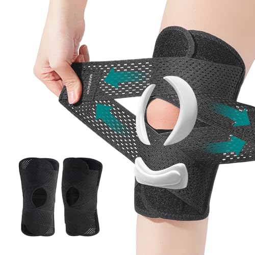 膝サポーター ひざ固定 薄手 2重V字ベルト 膝パッド 蒸れない 通気性 損傷サポーター 膝固定 関節靭帯保護 ヒザ保護 スポーツ ランニング ゴルフ 登山 日常生活 脱着簡単 左右兼用 (S)