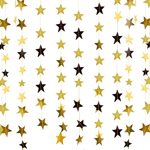 NITAIUN 65 Fuß Stern Papier Girlande Deko, Papiergirlande mit goldenem Reflective, Hängend Sterngirlande, Dekorationen für Geburtstag Festival Kindergeburtstag Hochzeit Weihnachten Party, 20M (Gold)