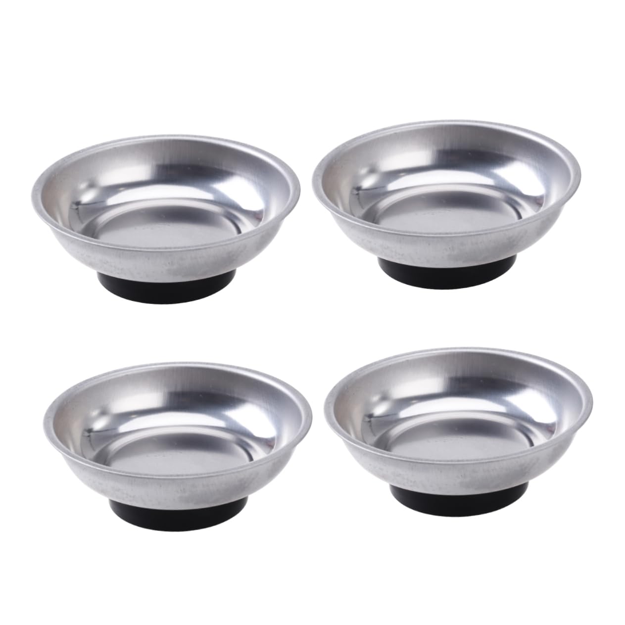 DECHOUS 4Pcs Round Magnetic Parts Tray Durable Stainless Steel Tool Holders for Organizing Screws Bolts and Parts for Hobbyists and Professionals