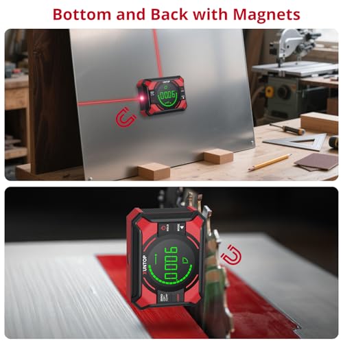 Image of XUNTOP 4x90 /2x180(0.01) Digital Angle Finder with Dual Laser Digital Angle Gauge with Bottom and Back Magnetic Rechargeable Inclinometer with Digital Level Bubble (Class 2 Laser, <1mW Power Output)