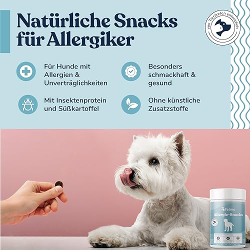 Felmo Allergie-Snacks für Hunde (180g) – Für Hunde mit Allergien und Unverträglichkeiten – Besonders schmackhaft und gesund Ohne künstliche Zusatzstoffe und Aromen